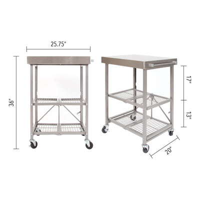 THE RBT - FULLY STAINLESS STEEL FOLDABLE KITCHEN CART WITH WHEELS