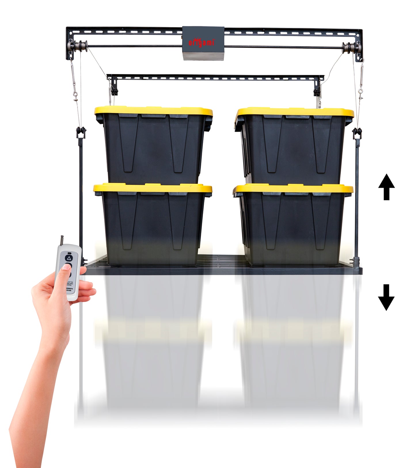 Elevator Racks Shelf Origami Elevator ®: Garage Motorized Shelf – Origami Rack