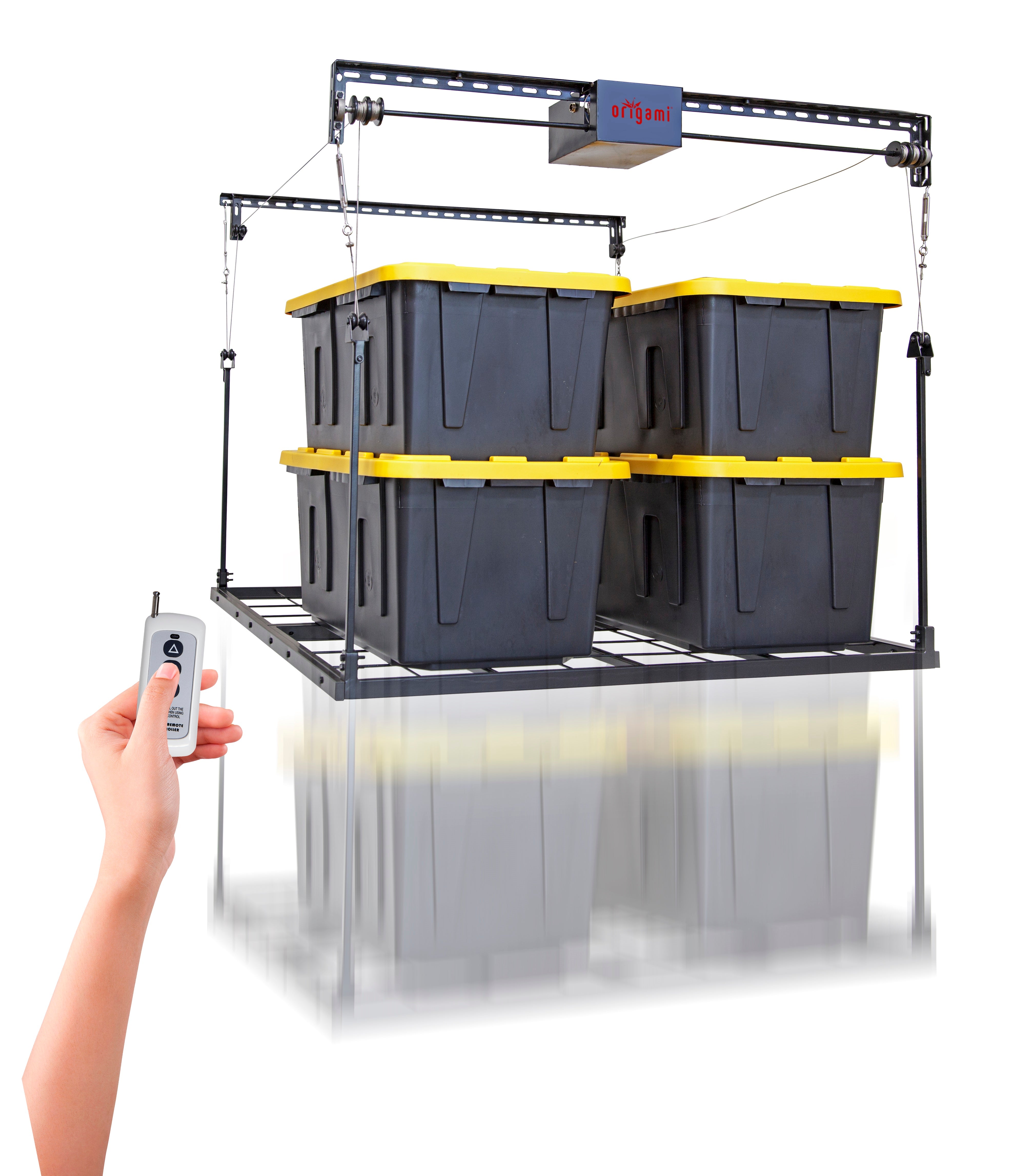 Motorized Racks For Inventory Origami Elevator ®: Garage Motorized Shelf – Origami Rack