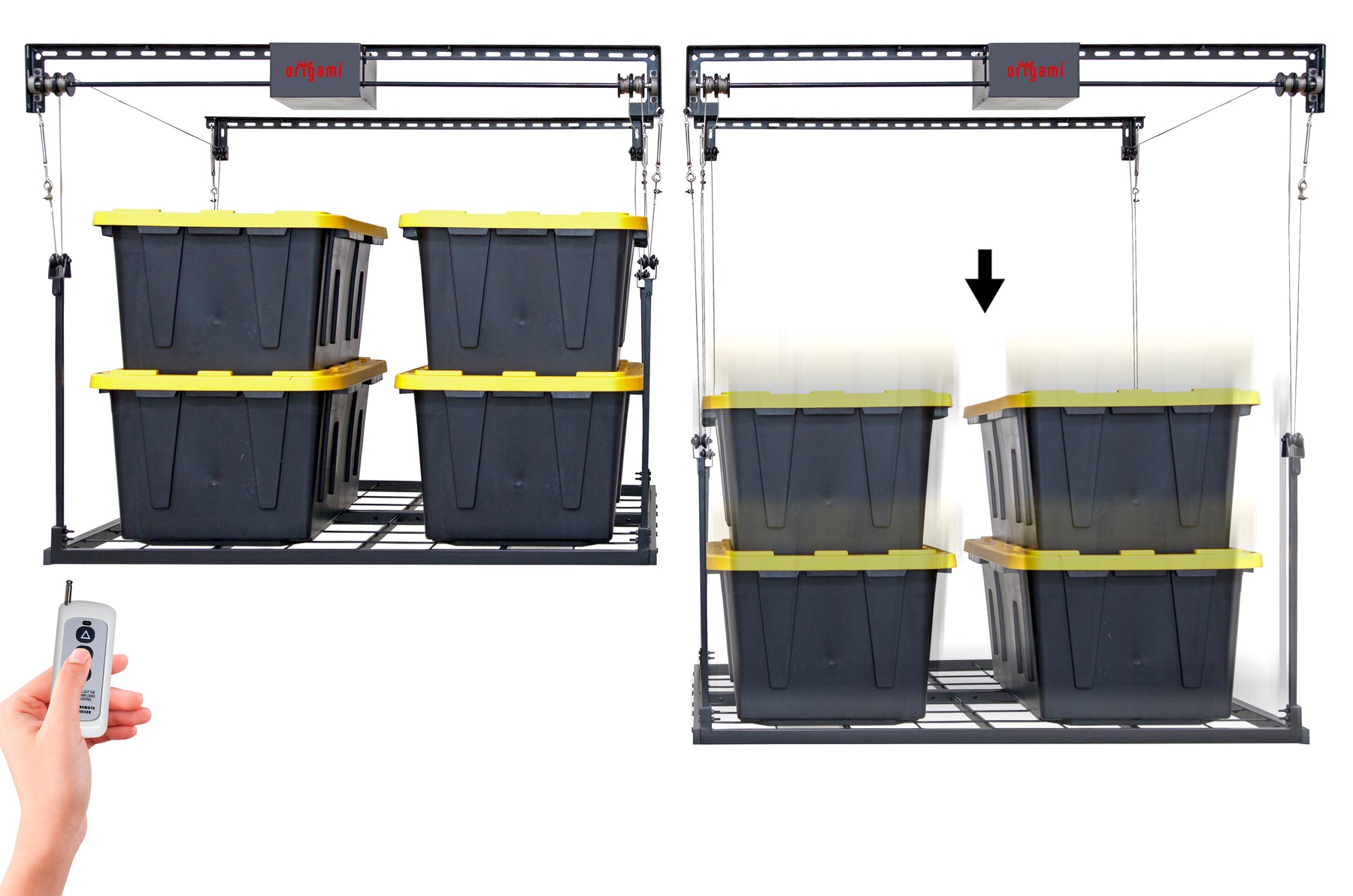 Origami Elevator ®: Garage Motorized Shelf – Origami Rack