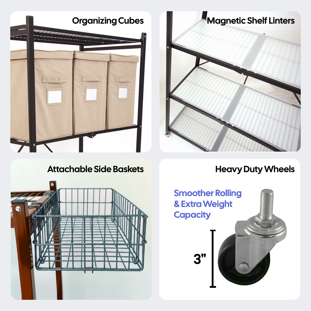 Origami R5 Series: Foldout 4-Shelf Large Storage Rack. Folding