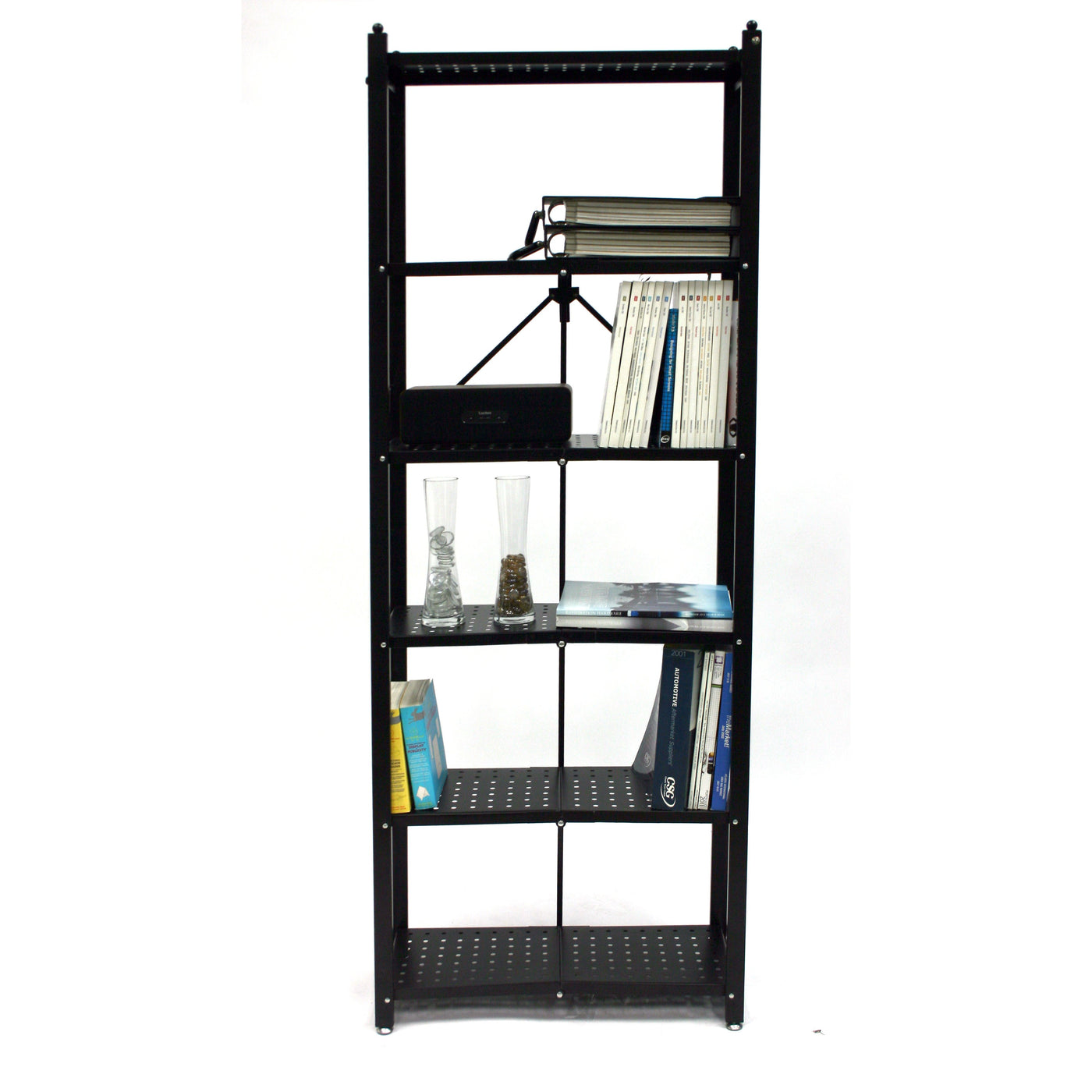 Origami RB Series: Foldout 6-Shelf Modern Perforated Bookcase (OB)-Random Color