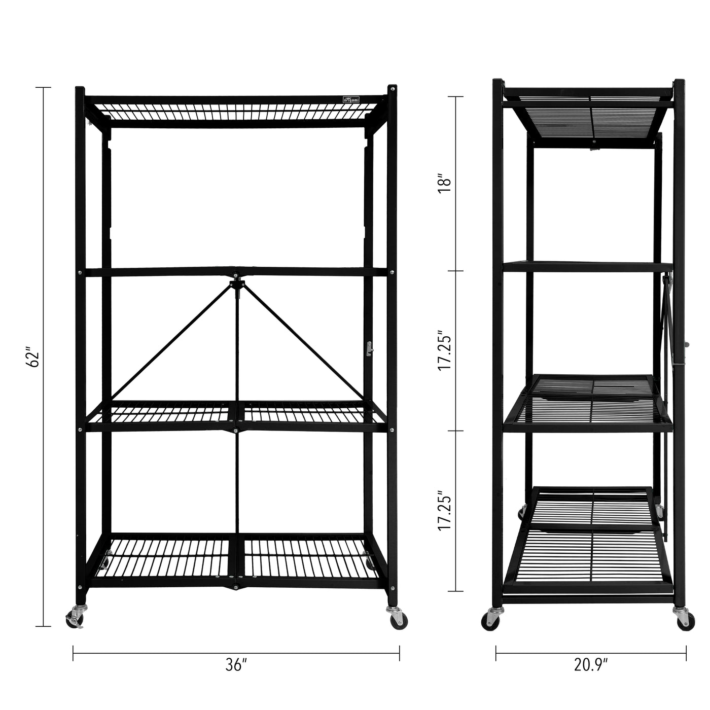 Origami R5 Series: Preassembled Large 4-Shelf Foldable Storage Rack