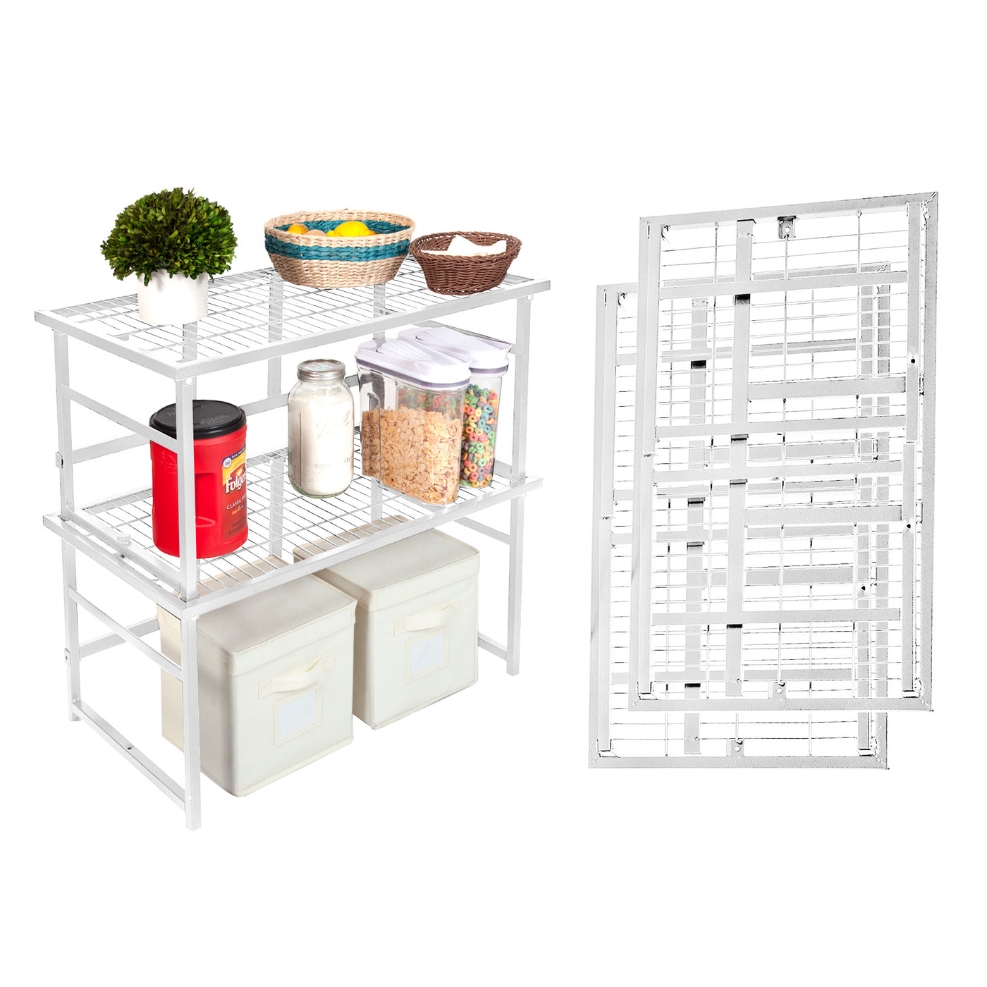Origami R1 Series: Stackable & Foldable Storage Rack - (2-Pack)