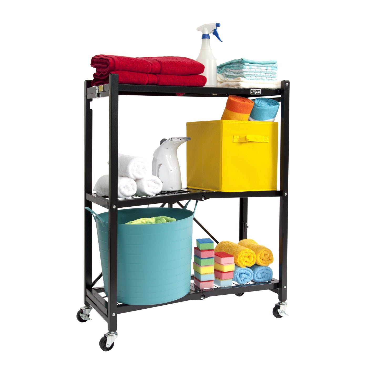 The R3 Series: Foldable 3-Tier storage rack on wheels. Midsized Heavy ...